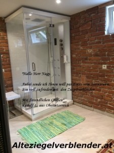 Dusche mit unserem Ziegelstein-Verblender