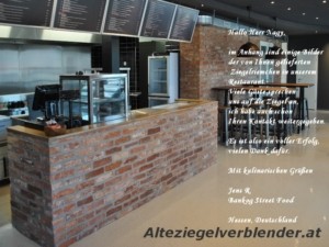 Ziegelriemchen-Wand-im Restaurant